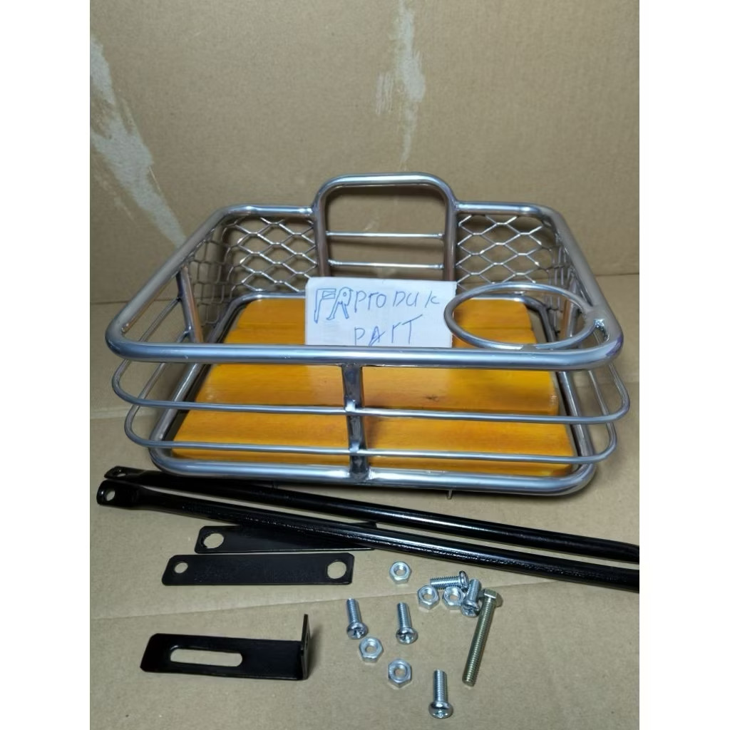 Keranjang sepeda klasik warna chrome